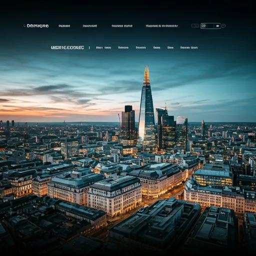 West London aerial view at evening